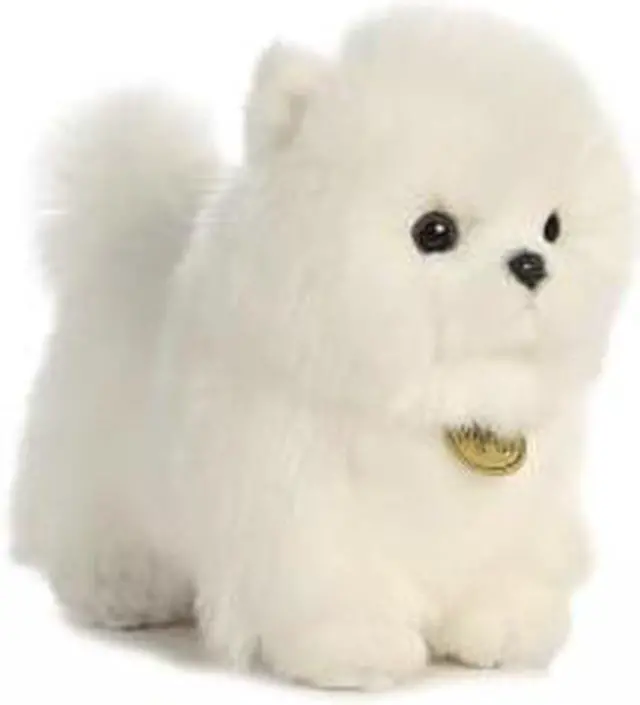Main image of Aurora® - Small White Miyoni® - 9" Pompom Pup - Adorable Stuffed Animal