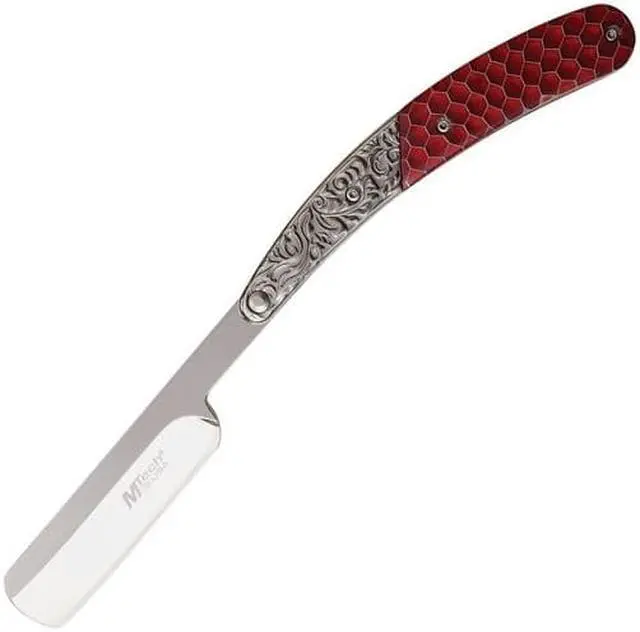 Alt view image 2 of 2 - Straight Razor | Mtech 9.75" Overall Ornate Barber Shaving Blade - Red