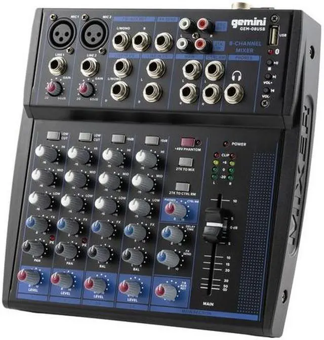 Main image of Gemini compact 8-channel Bluetooth mixer with USB playback