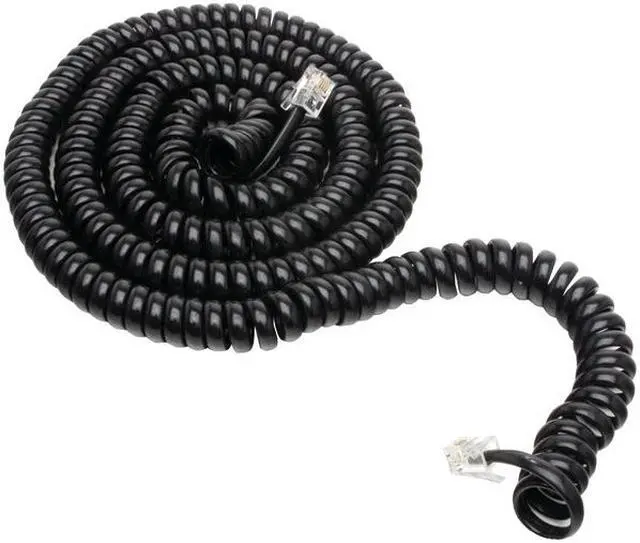 Alt view image 5 of 6 - Coiled Telephone Cord Plug/Plug 25 ft Black 7613999986139