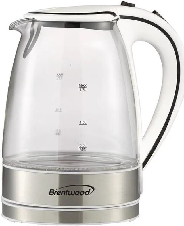 Alt view image 4 of 4 - Brentwood Appliances KT-1900W 1.7-Liter Cordless Tempered-Glass Electric Kettle (White)