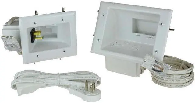 Alt view image 3 of 4 - Datacomm Flat Panel TV Cable Organizer Kit with Duplex Power Solution 50-6623-WH-KIT