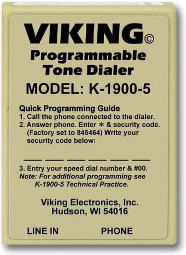 Alt view image 7 of 13 - Viking Electronics - K-1900-5 - Viking Electronics K-1900-5 Touch Tone Dialer - 2.1 Width x 1 Depth x 2.9 Height