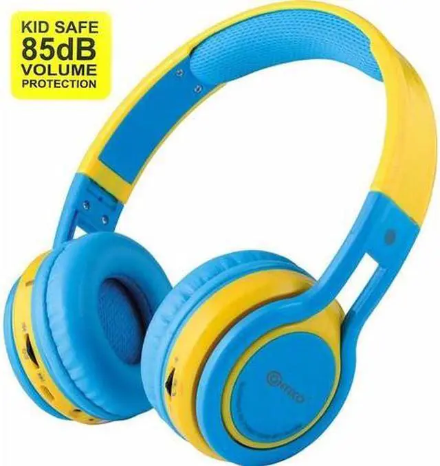 Alt view image 7 of 17 - Contixo KB-2600 Kid Safe 85dB Over The Ear Foldable Wireless Bluetooth Headphone with Volume Limiter, Built-in Micro Phone, Micro SD Card Music Player, FM Stereo Radio, Blue+Yellow