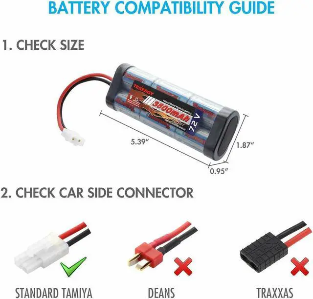 Alt view image 3 of 4 - Tenergy 7.2V Battery Pack for RC Car, High Capacity 6-Cell 3800mAh NiMH Flat Battery Pack, Replacement Hobby Battery with Standard Tamiya Connector