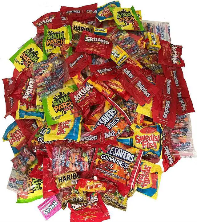 Alt view image 2 of 4 - Bulk Variety Treat Bag (48oz) of Nerds, Skittles, Sour Patch Kids, Starburst, Swedish fish, Twizzlers, Haribo Bears for Kids Lunch Box