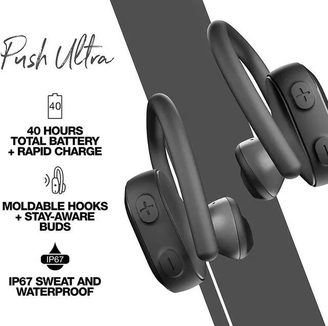 Alt view image 2 of 9 - Skullcandy S2BDW-N740 Push Ultra True Wireless Bluetooth Earbuds (Black)