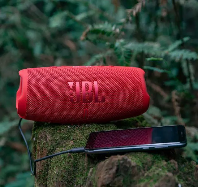 Alt view image 6 of 6 - JBL Charge 5 Red Bluetooth Speaker & divvi Hardshell Case Kit