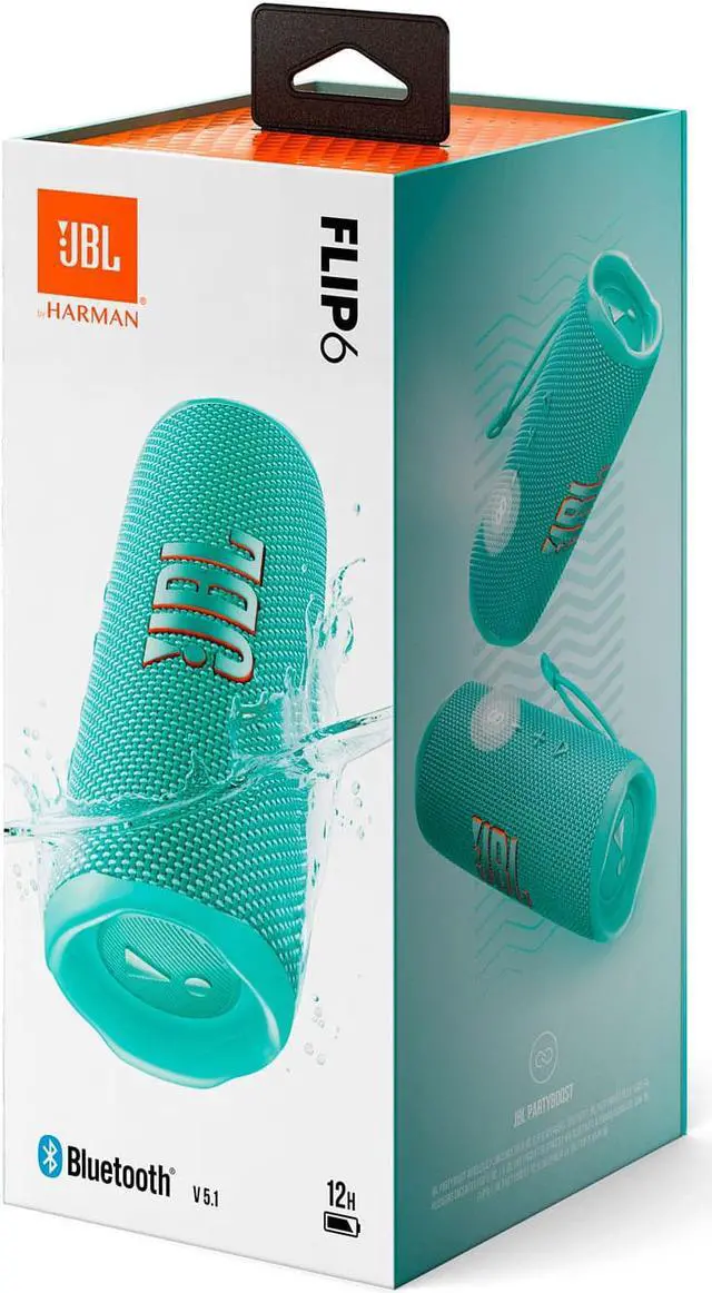 Alt view image 5 of 8 - JBL Flip 6 Teal Portable Bluetooth Speaker and Divvi Case Kit
