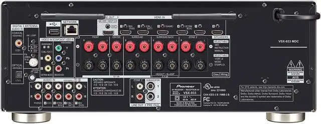Alt view image 3 of 5 - Pioneer VSX-933 7.2 Channel 165 Watt Audio Video Bluetooth Network Receiver