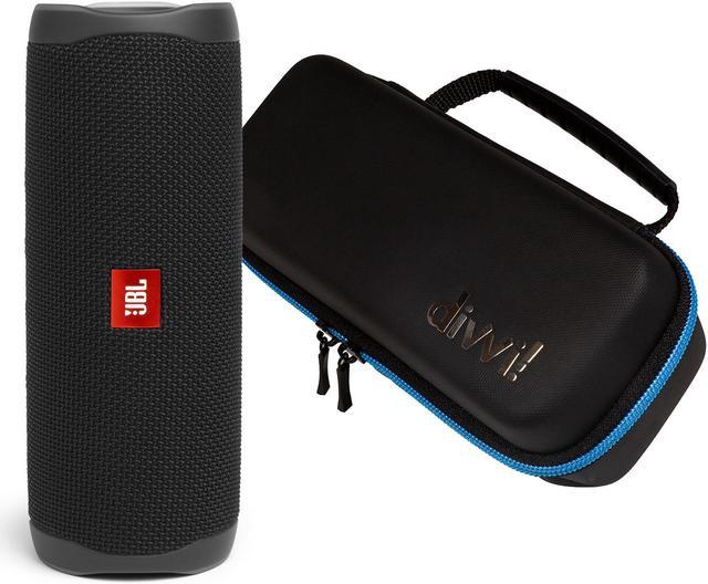 JBL Flip 5 Black Portable Bluetooth Speaker w/divvi! Hardshell