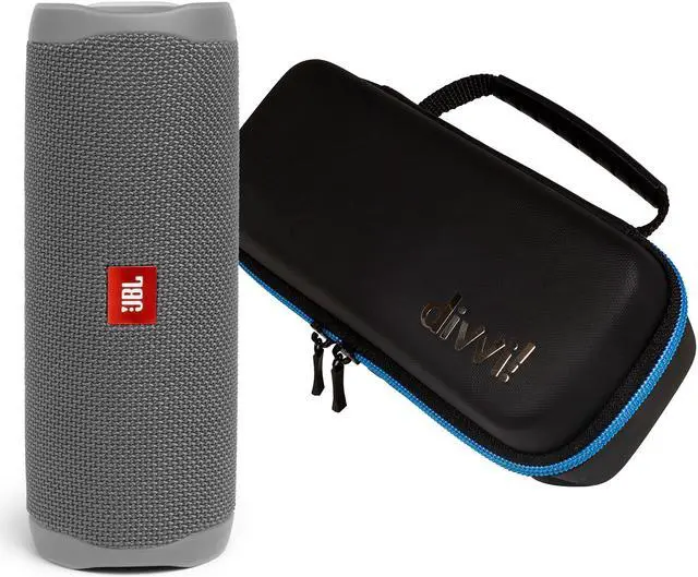 Main image of JBL Flip 5 Gray Portable Bluetooth Speaker w/divvi! Hardshell Case