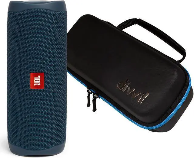 Main image of JBL Flip 5 Blue Portable Bluetooth Speaker w/divvi! Hardshell Case