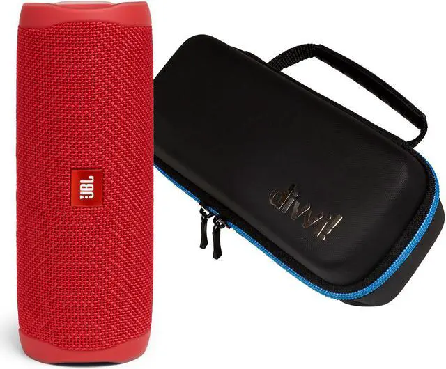 Main image of JBL Flip 5 Red Portable Bluetooth Speaker w/divvi! Hardshell Case