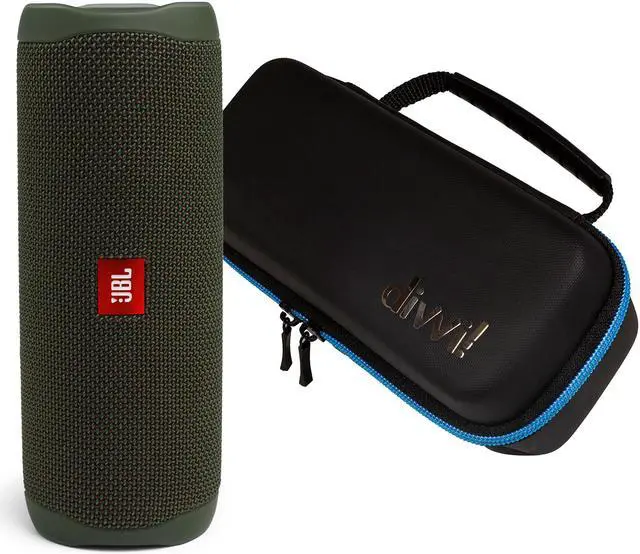 Main image of JBL Flip 5 Green Portable Bluetooth Speaker w/divvi! Hardshell Case