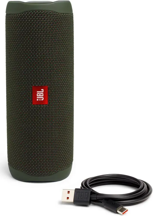 Alt view image 4 of 4 - JBL Flip 5 Green Portable Bluetooth Speaker w/divvi! Hardshell Case