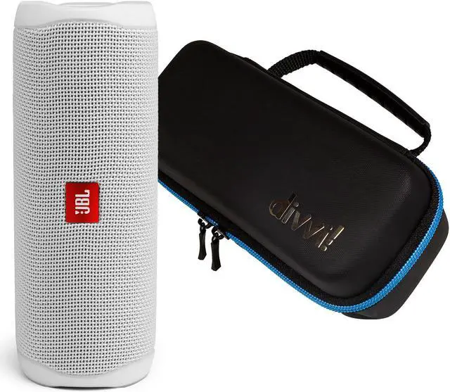 Main image of JBL Flip 5 White Portable Bluetooth Speaker w/divvi! Hardshell Case