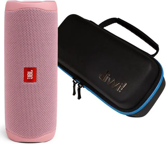 Main image of JBL Flip 5 Pink Portable Bluetooth Speaker w/divvi! Hardshell Case