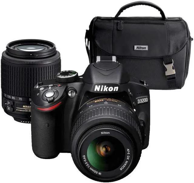 Alt view image 3 of 9 - Nikon D3200 DSLR Camera with 18-55mm and 55-200mm Lenses (Black)