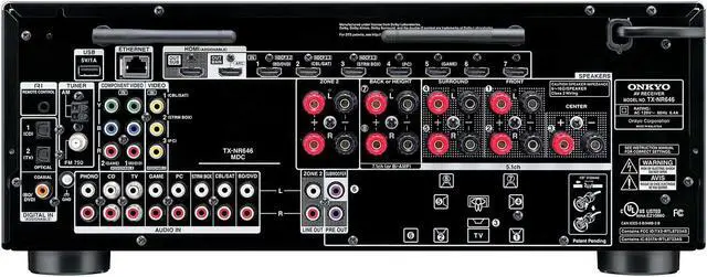 Alt view image 7 of 12 - Onkyo TX-NR646 7.2 Network Ch A/V Receiver with Wi-Fi & Bluetooth