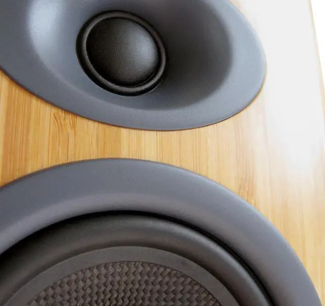 Alt view image 10 of 17 - Audioengine P4 Premium Passive Bookshelf Speakers - Pair (Bamboo)