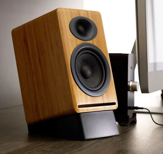 Alt view image 8 of 17 - Audioengine P4 Premium Passive Bookshelf Speakers - Pair (Bamboo)