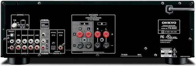 Alt view image 2 of 18 - Onkyo TX-8220 Analog Home Audio/Video Stereo Receiver (Black)