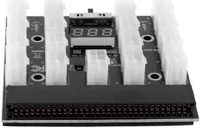 Alt view image 6 of 6 - PCI-E Power Supply 17ports 6Pin 12V Breakout Board Adapter with LED voltage display for HP Server Mining