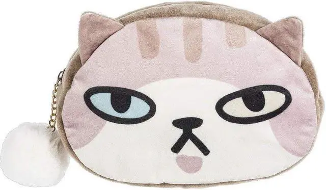 Main image of Ganz Pet Lovers Pom Pom Zipper Cosmetic Bag Case - Cat (Pink Cat)
