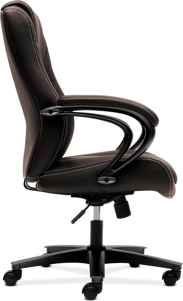 Alt view image 6 of 14 - HON Managerial Office Chair- High-Back Computer Desk Chair with Loop Arms,  Brown (VL402)