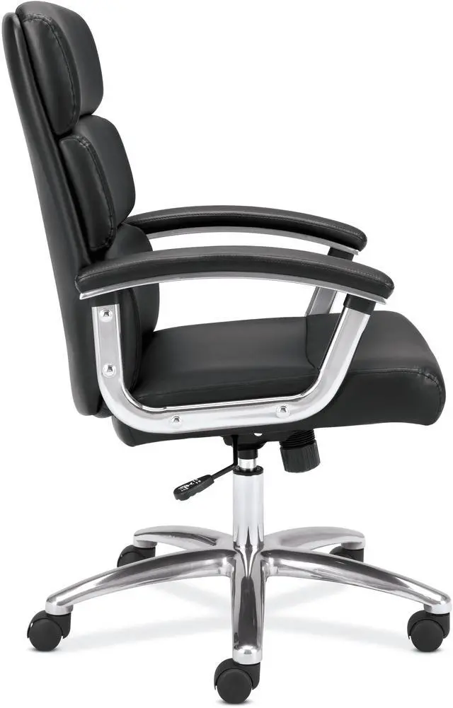 Alt view image 5 of 19 - Basyx VL103 Series Executive Mid-Back Chair Black Leather VL103SB11