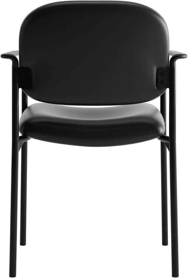 Alt view image 4 of 7 - HON Scatter Guest Chair with Arms- Leather Stacking Office Furniture,  Black (VL616)