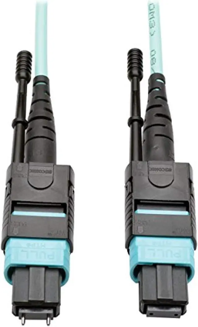 Alt view image 2 of 9 - Tripp Lite N842-05M-12-MF 16 ft. MTP/MPO Multimode Patch Cable, 12 Fiber, 40 GbE, 40 GBASE-SR4, OM3 Plenum-Rated (M/F), Aqua, 5 m (16 ft.)