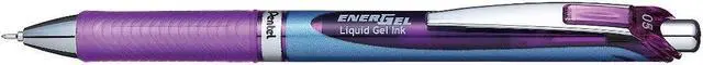 Alt view image 2 of 6 - Pentel EnerGel RTX Retractable Liquid Gel Pen .5mm Silver/Violet Barrel Violet Ink BLN75V