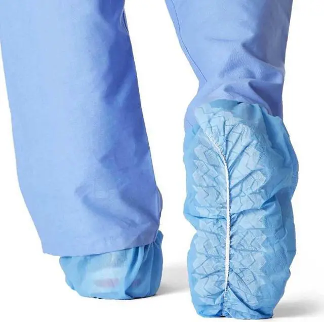 Alt view image 4 of 6 - Medline CRI2003 Polypropylene Non-Skid Shoe Covers, Blue, X-Large Case of 100 EA