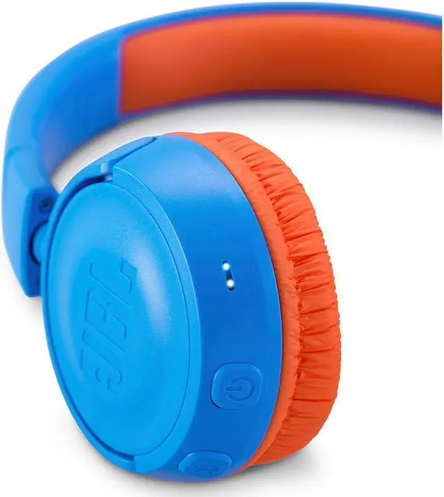 Alt view image 3 of 11 - JBL JR 300BT Kids On-Ear Wireless Headphones with Safe Sound Technology (Blue/Orange)