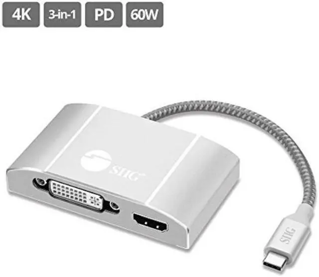 Alt view image 9 of 20 - USB-C TO 3-IN-1 MULTIPORT VIDEO ADAPTER WITH PD CHARGING - DVI/HDMI/VGA