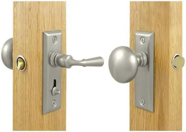Main image of Solid Brass Rectangular Storm Door Latch w Tubular Lock (Satin Nickel)