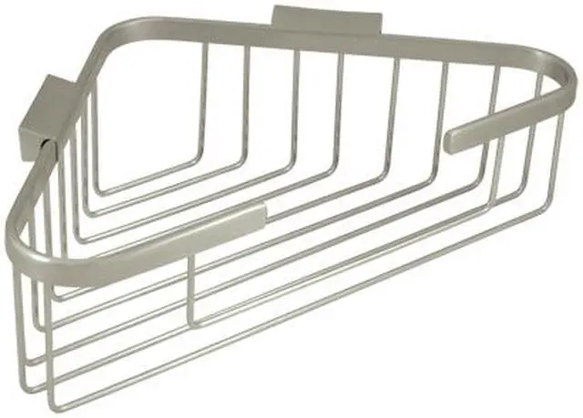 Main image of 13 in. Solid Brass Corner Wire Basket (Satin Nickel)