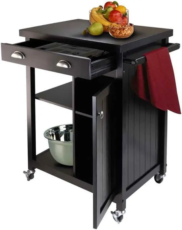 Alt view image 3 of 12 - Winsome Wood 20727 Timber Kitchen Cart, Black