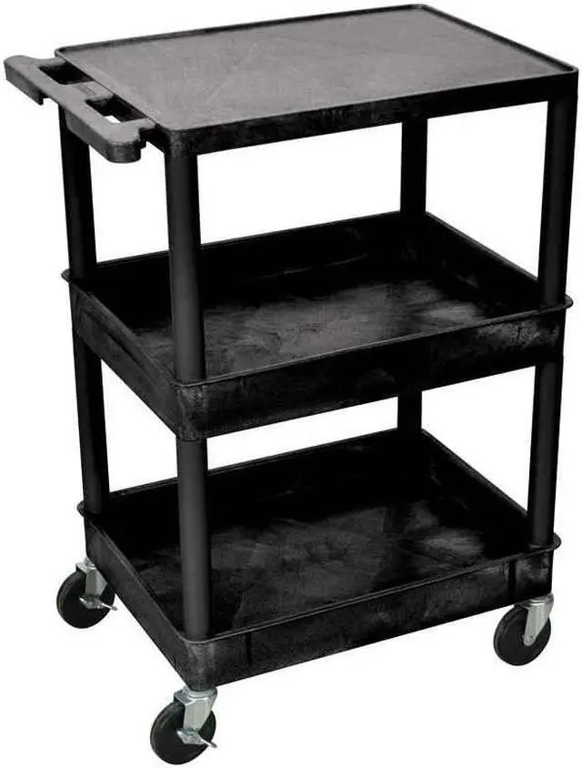 Alt view image 5 of 11 - Luxor STC211-B - Flat Top and Tub Middle/Bottom Shelf Cart