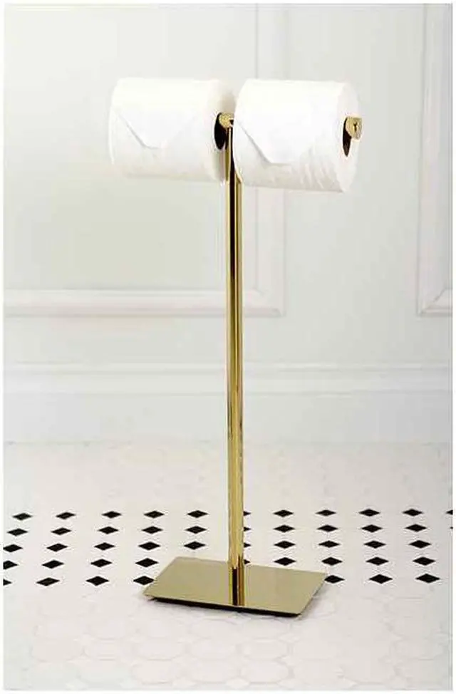 Alt view image 3 of 8 - Kingston Brass CC8102 Claremont Freestanding Toilet Paper Stand, Polished Brass