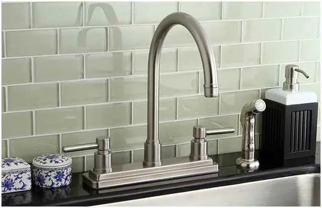 Alt view image 2 of 9 - Kingston Brass KS8798DL 8 Inch Center Kitchen Faucet With Side Sprayer - Satin Nickel