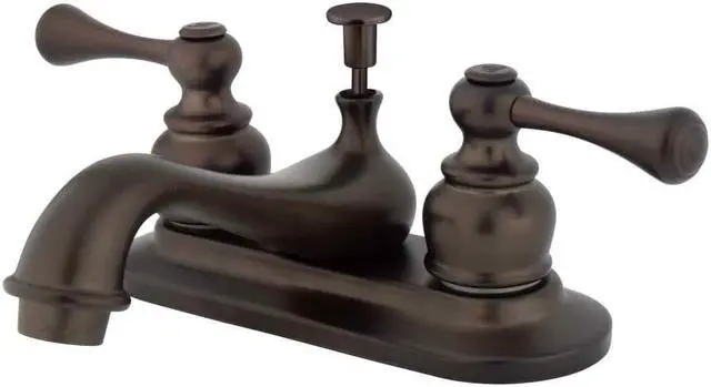 Main image of Two Handle 4" Centerset Lavatory Faucet with Retail Pop-up in Oil Rubbed Bronze by Kingston Brass