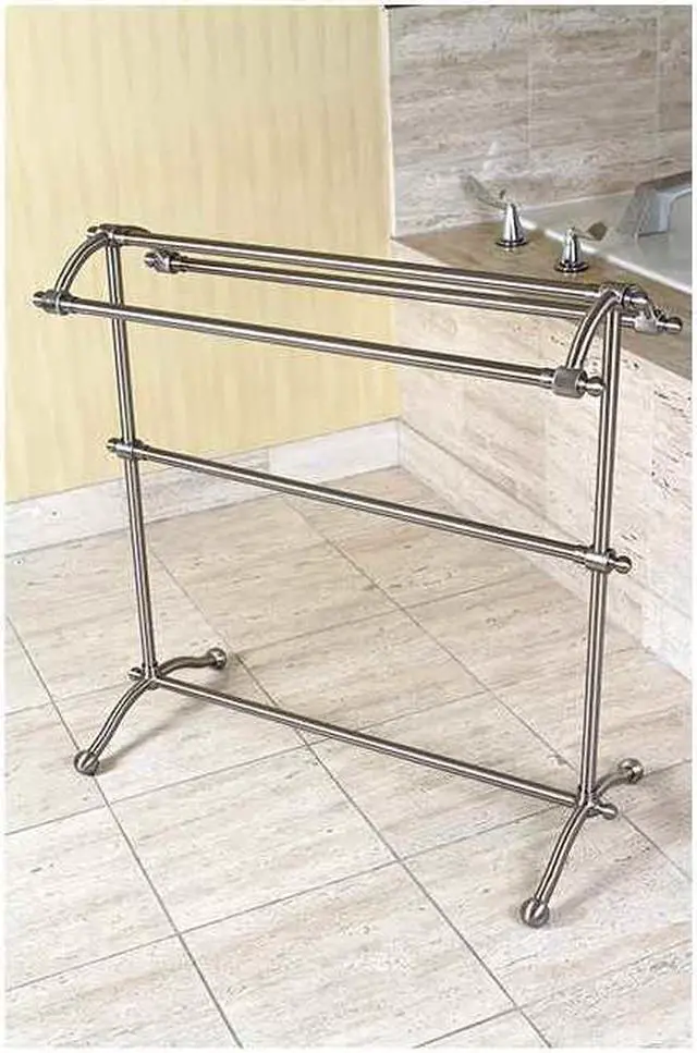Alt view image 3 of 7 - Kingston Brass SCC2298 Pedestal Towel Rack, Satin Nickel