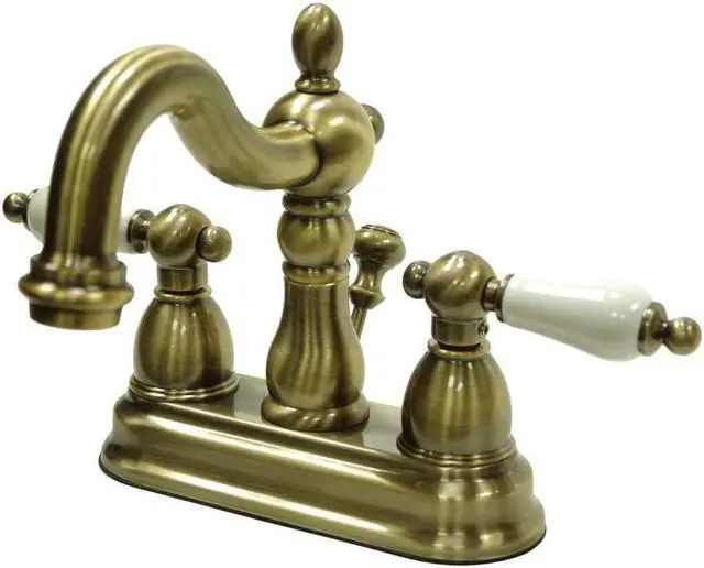 Alt view image 2 of 8 - Kingston Brass KB160.PL Heritage Centerset Bathroom Faucet with Brass Pop-Up Dra, Antique Brass