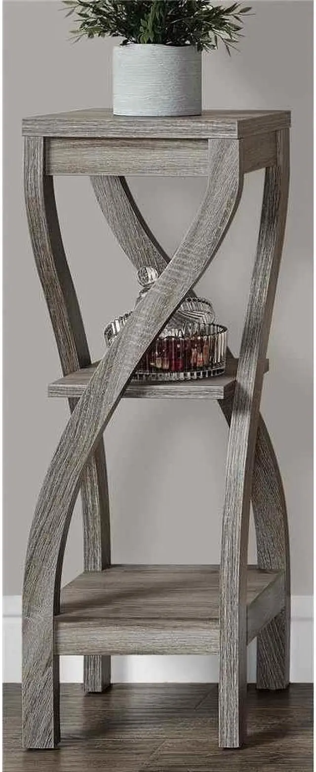 Alt view image 3 of 13 - Monarch Specialties Dark Taupe Reclaimed-Look Plant Stand I 2480