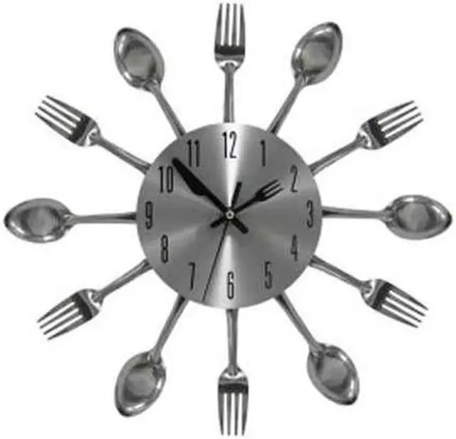 Alt view image 2 of 8 - Kitchen Decor Spoon Fork Clock, Silver, 1 Each