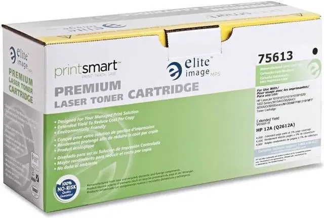 Alt view image 3 of 12 - Elite Image Compatible Black Toner Cartridge (Alternative for HP 12A/Q2612A)