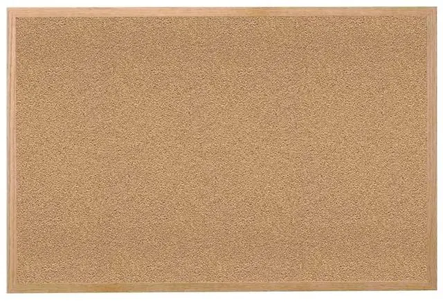 Alt view image 3 of 11 - Ghent 1434-1 Natural Cork Bulletin Board with Wood Frame - 46.5" x 36" - Tan Surface, Oak Finished Wood Frame